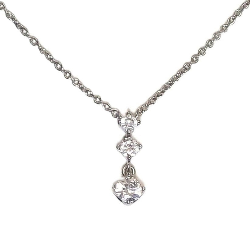 磁器ネックレス スリーストーン シルバー