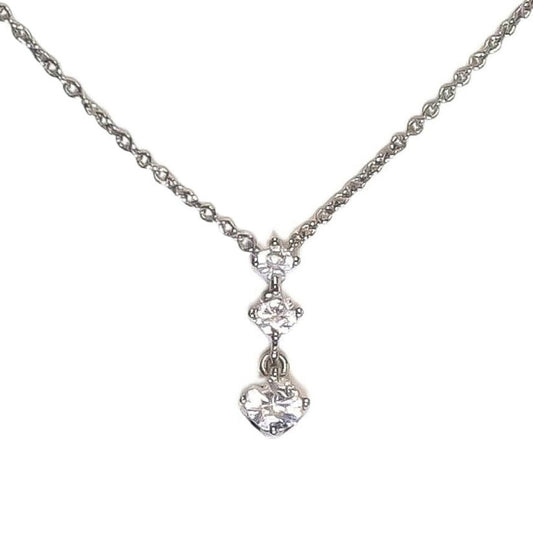 磁器ネックレス スリーストーン シルバー